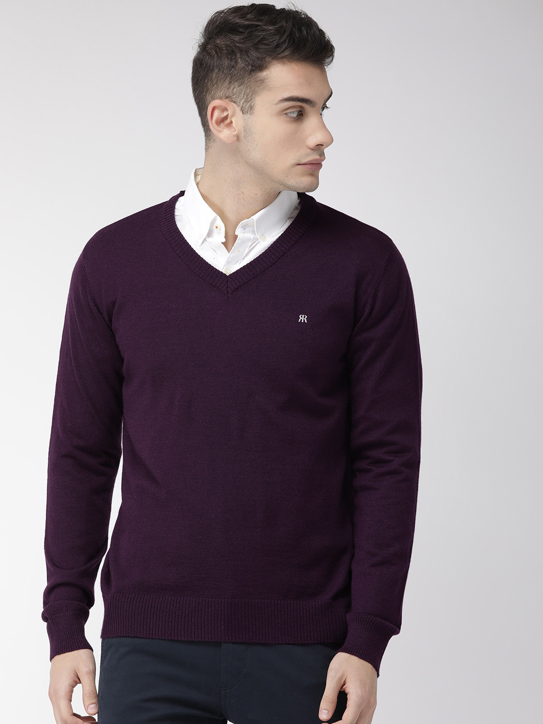 

Raymond Men Purple Solid Sweater