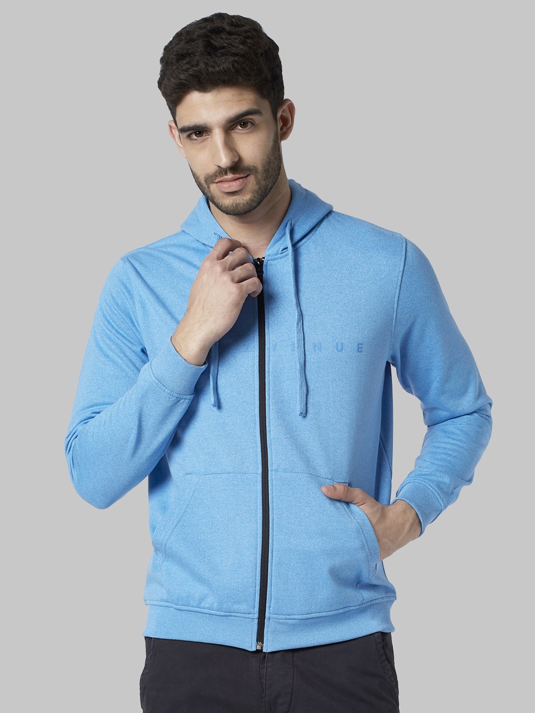 

Park Avenue Men Blue Solid Hooded Sweatshirt