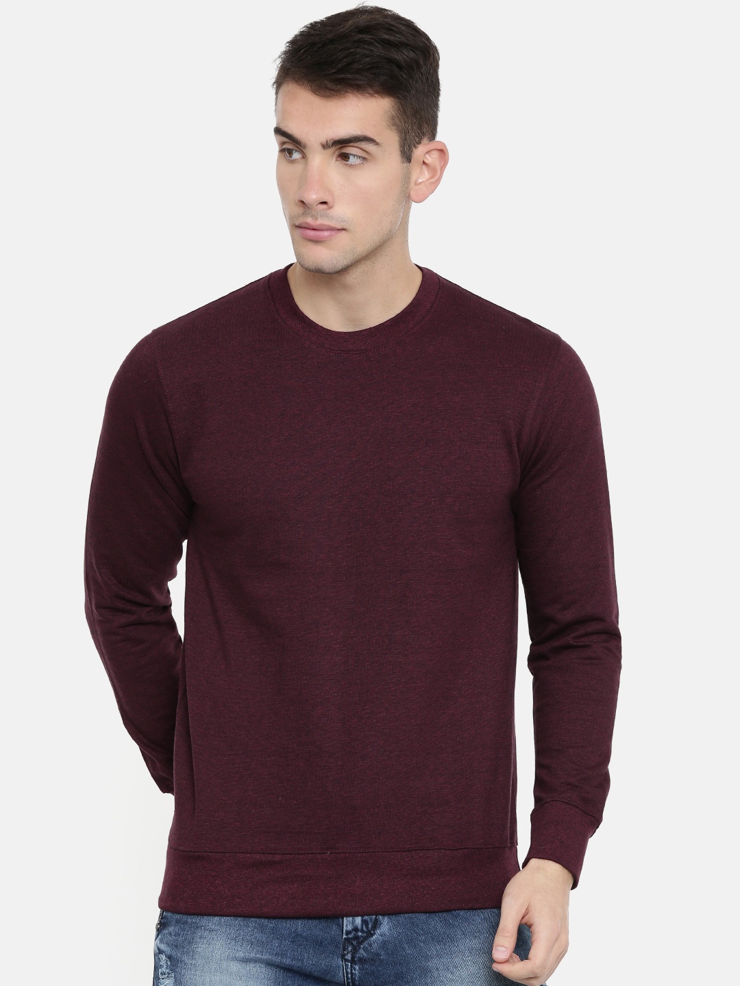 

ARISE Men Burgundy Solid Sweatshirt