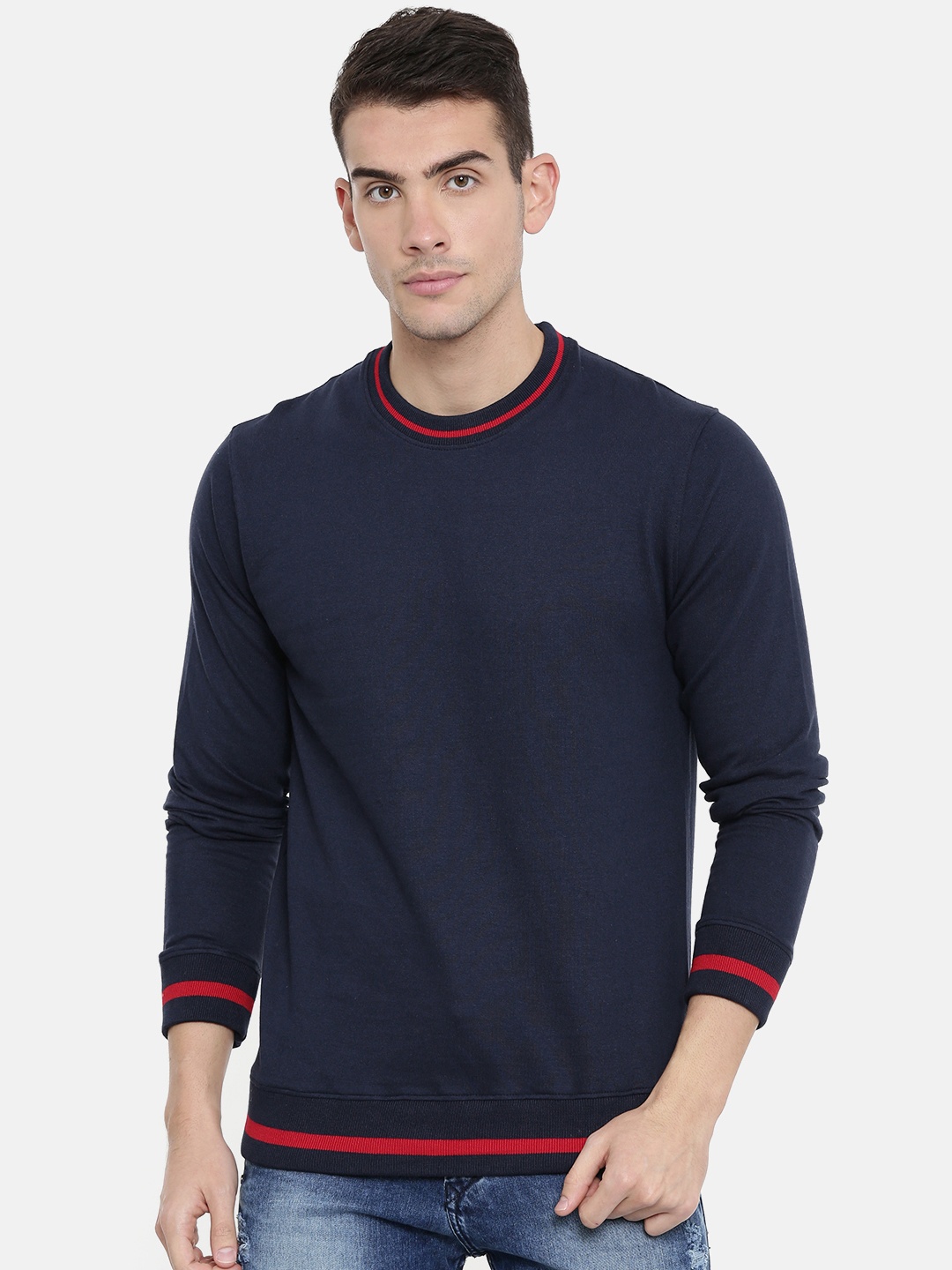 

ARISE Men Navy Blue Solid Pullover Sweatshirt