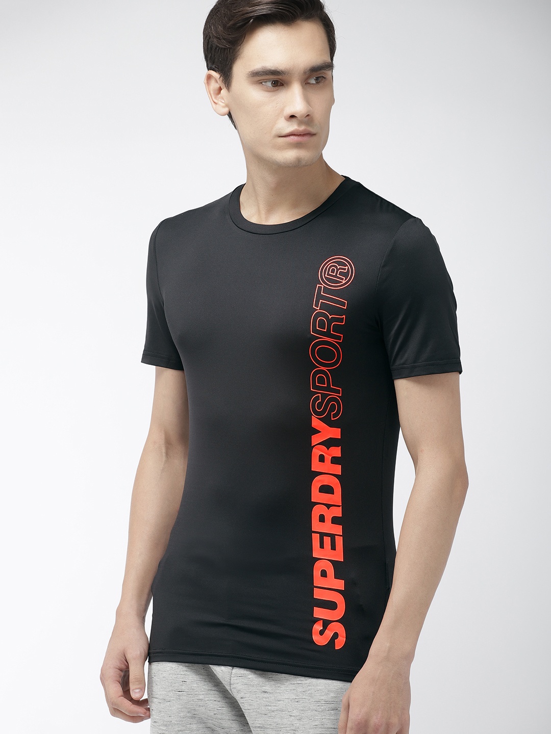 

Superdry Men Black Printed Round Neck Active Sport Tech T-shirt