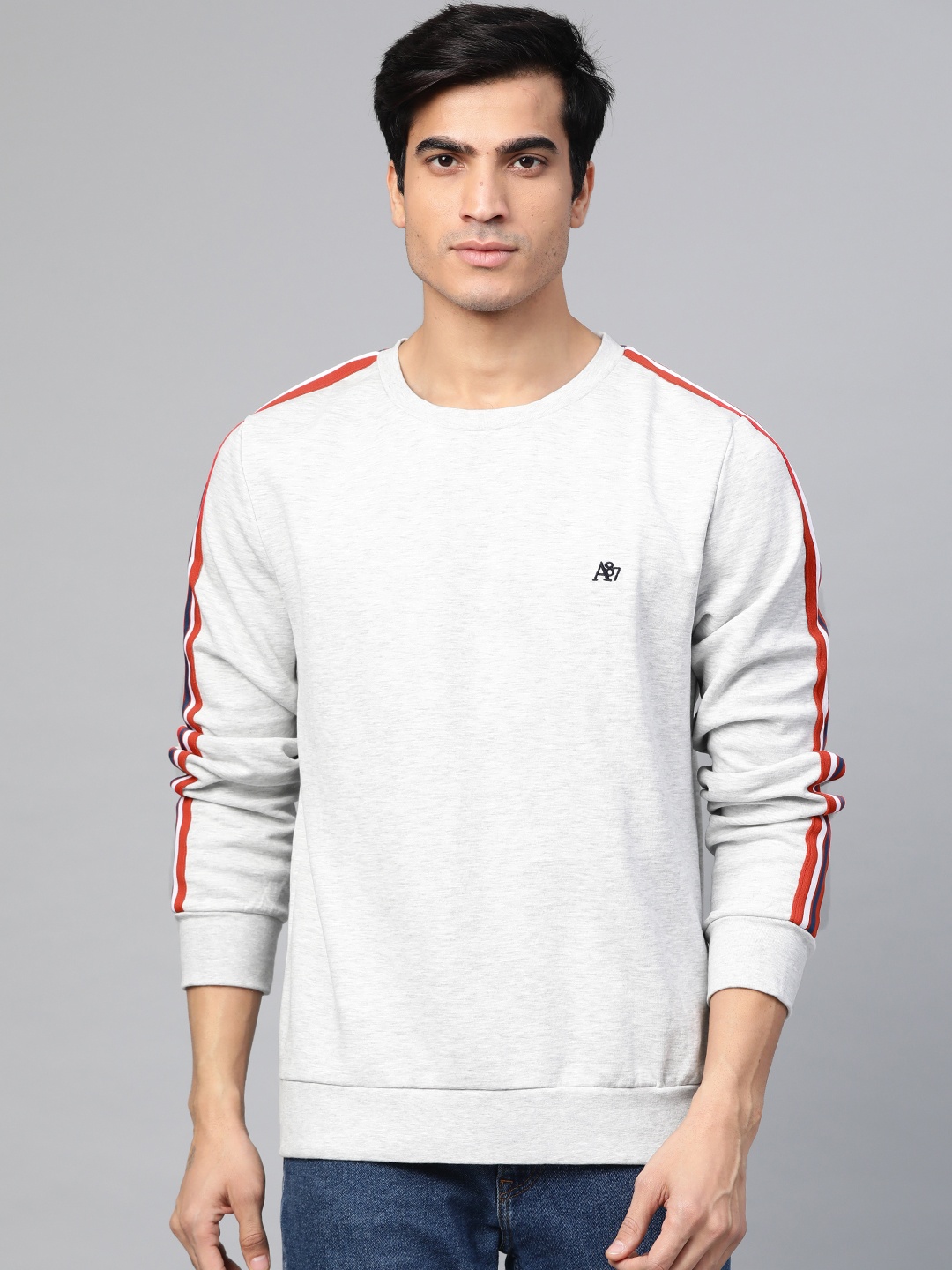 

Aeropostale Men Grey Melange Solid Sweatshirt