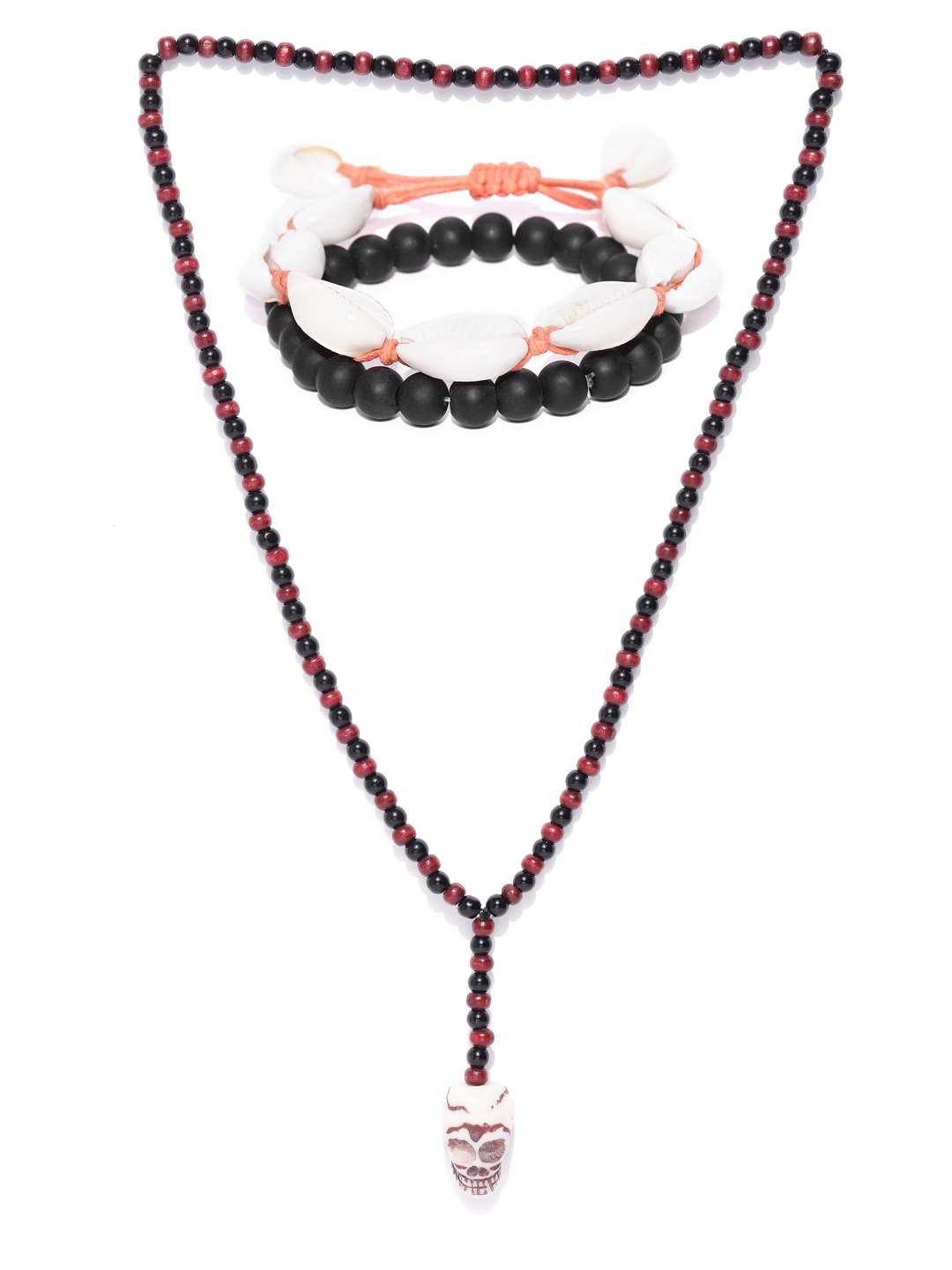 

Blueberry Men Beaded Necklace & Bracelets Set, Black