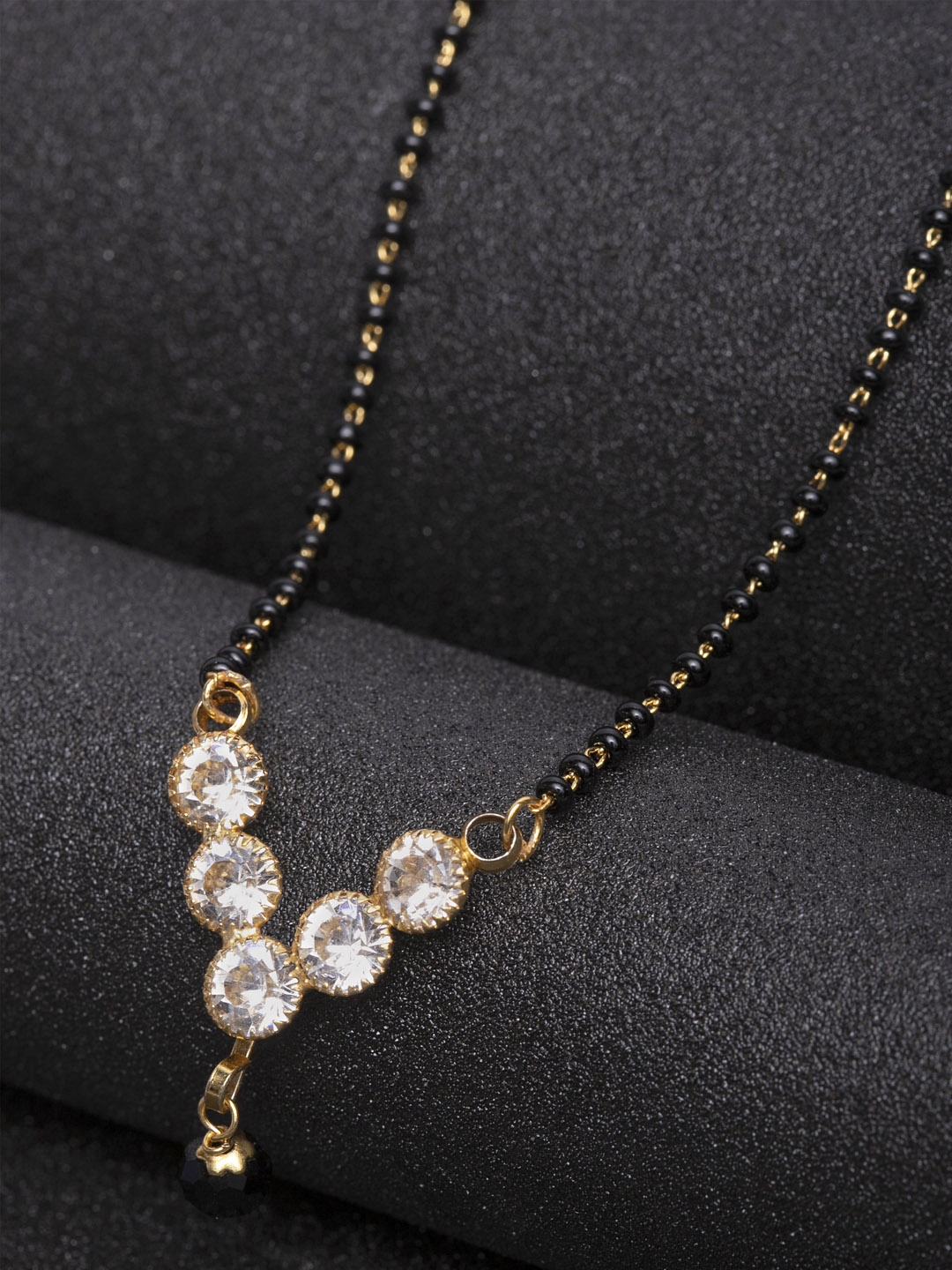 

PANASH Women Gold-Plated Solitaire & Cubic-Zirconia Studded Mangalsutra