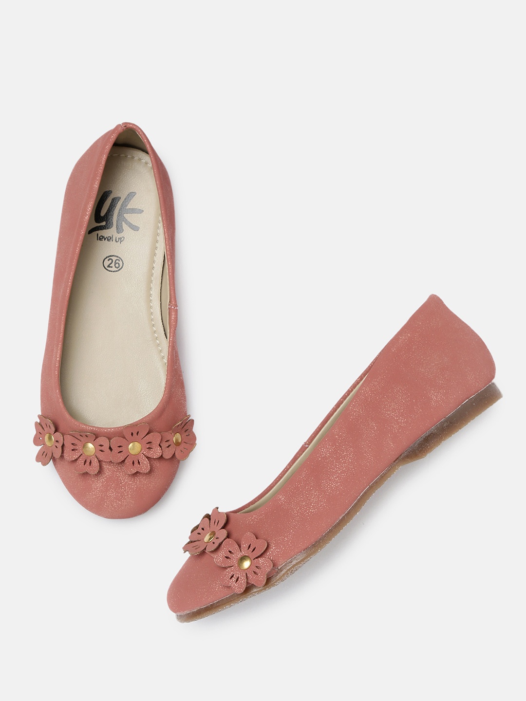 

YK Girls Peach-Coloured Embellished Ballerinas