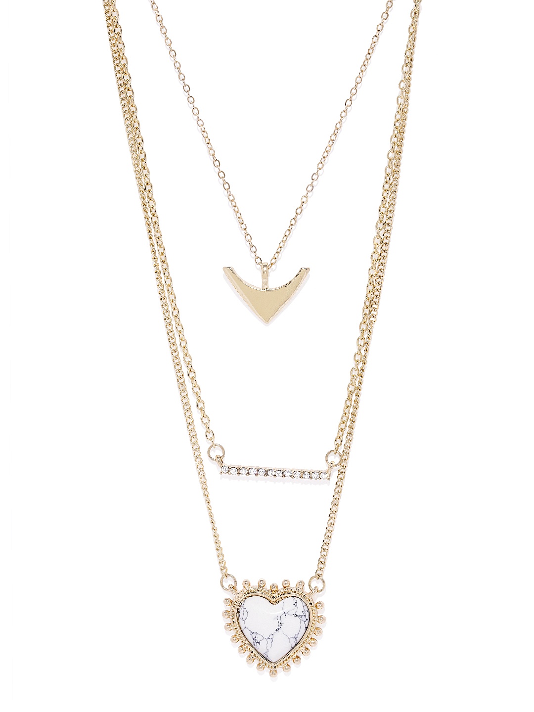 

ChicMela Gold-Plated Multi layered heart Handcrafted Necklace