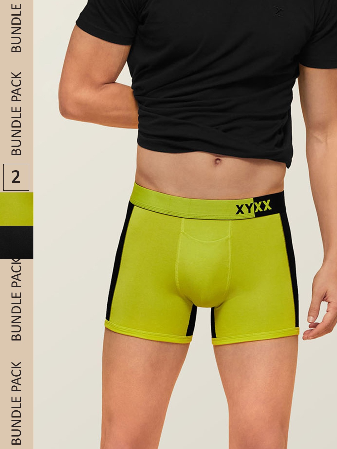 

XYXX Men IntelliSoft Antimicrobial Micro Modal Pack of 2 Dualist Trunks XYTRNK2PCKN248, Lime green