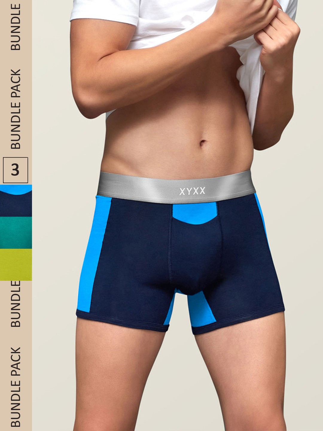 

XYXX Men IntelliSoft Antimicrobial Micro Modal Pack of 3 Dualist Trunks XYTRNK3PCKN383, Turquoise blue