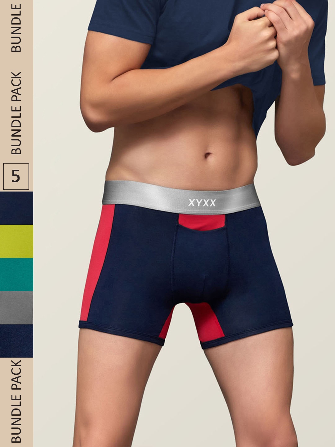 

XYXX Men IntelliSoft Antimicrobial Micro Modal Pack of 5 Dualist Trunks XYTRNK5PCKN95, Multi