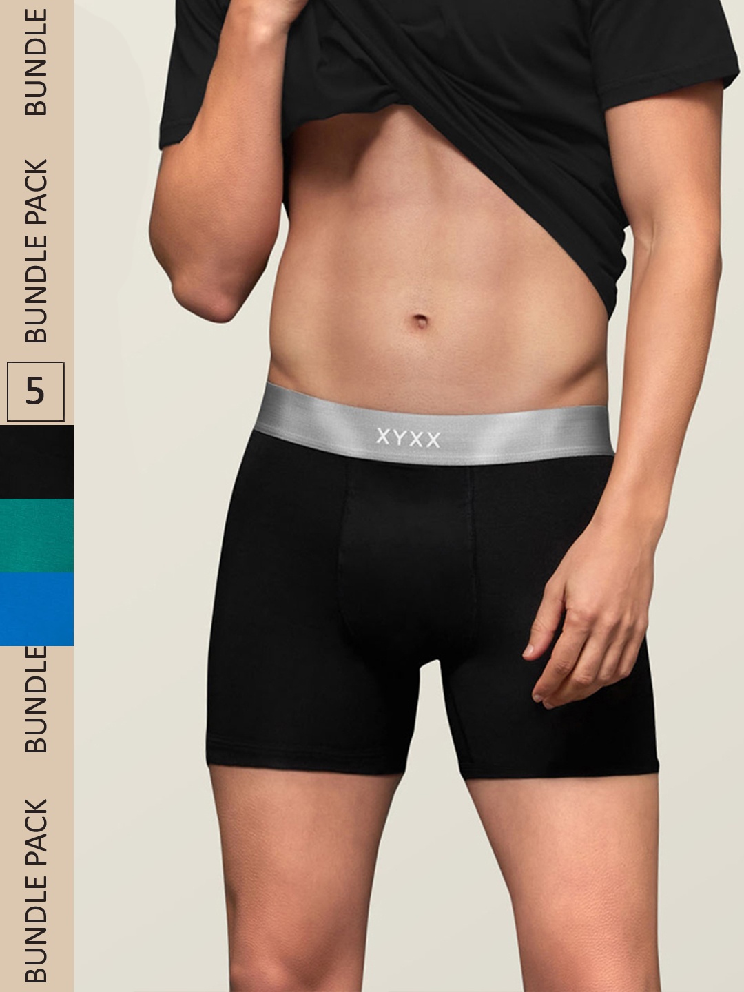 

XYXX Men IntelliSoft Antimicrobial Micro Modal Pack of 5 Dualist Trunks XYTRNK5PCKN93, Blue