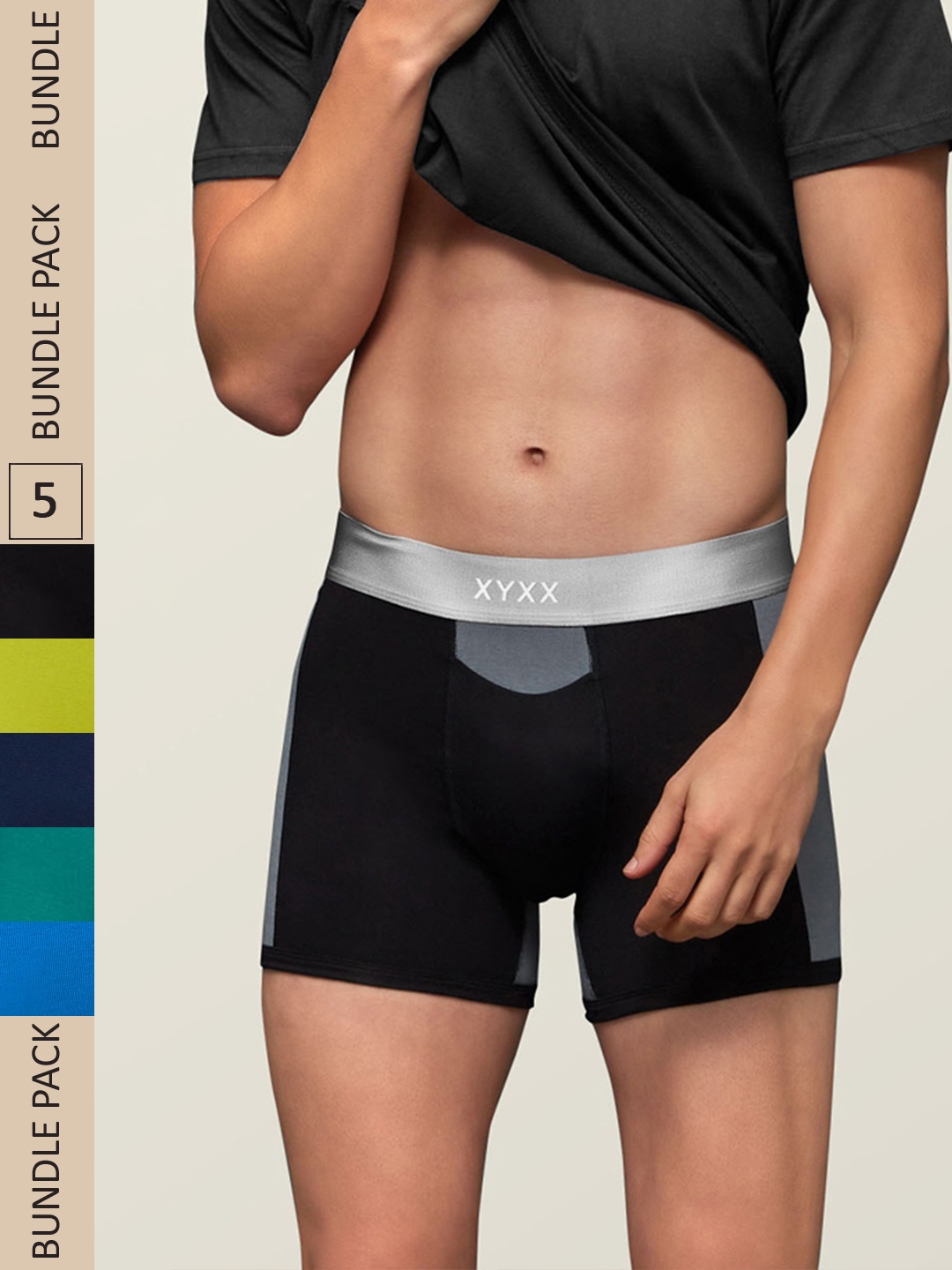 

XYXX Men IntelliSoft Antimicrobial Micro Modal Pack of 5 Dualist Trunks XYTRNK5PCKN92, Multi