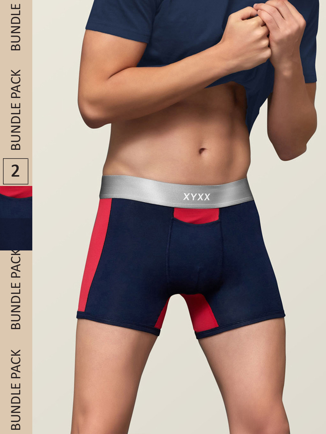 

XYXX Men IntelliSoft Antimicrobial Micro Modal Pack of 2 Dualist Trunks XYTRNK2PCKN245, Navy blue