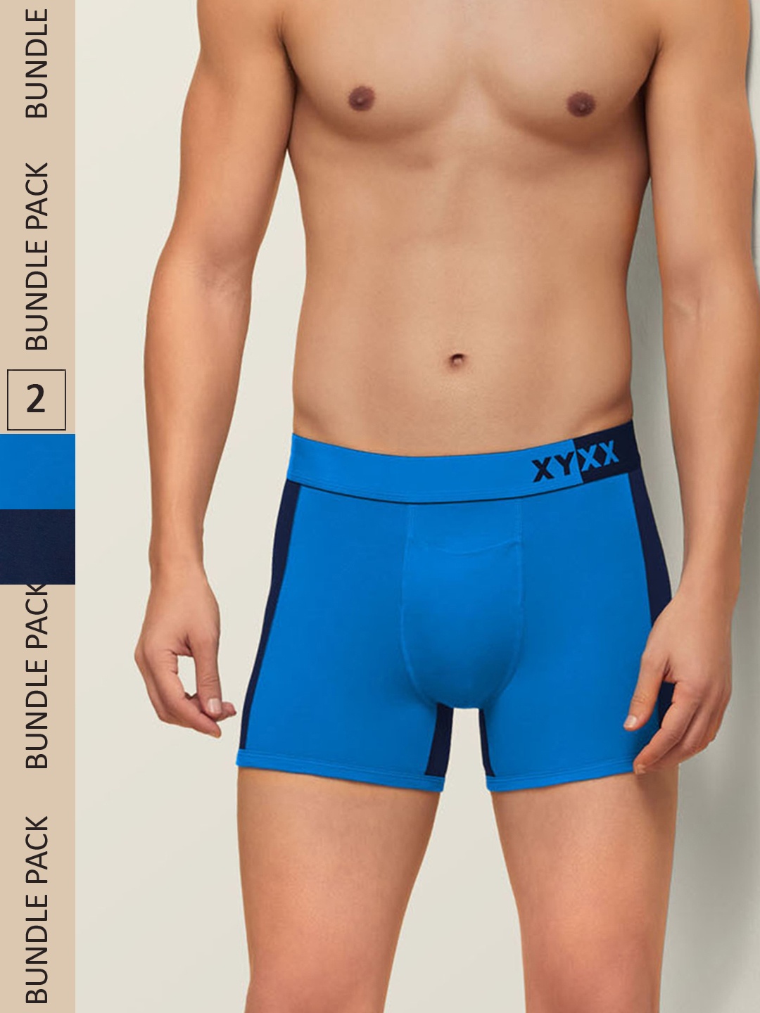 

XYXX Men IntelliSoft Antimicrobial Micro Modal Pack of 2 Dualist Trunks XYTRNK2PCKN243, Blue