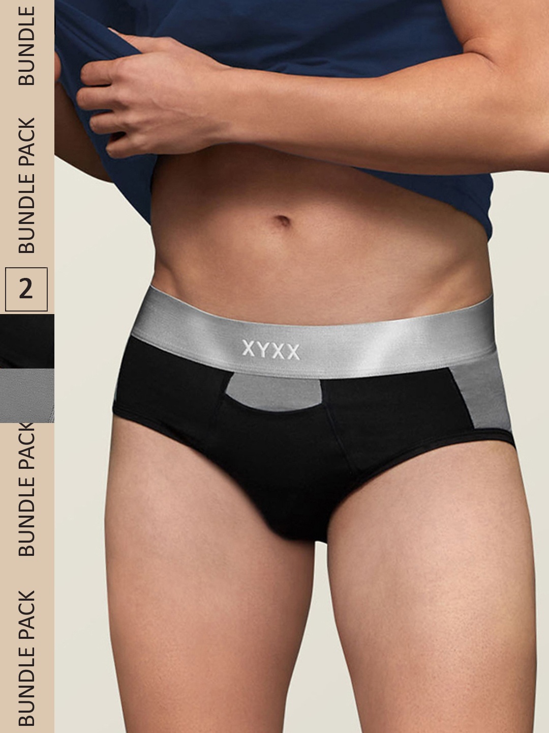 

XYXX Men IntelliSoft Antimicrobial Micro Modal Pack of 2 Dualist Briefs XYBRF2PCKN283, Grey