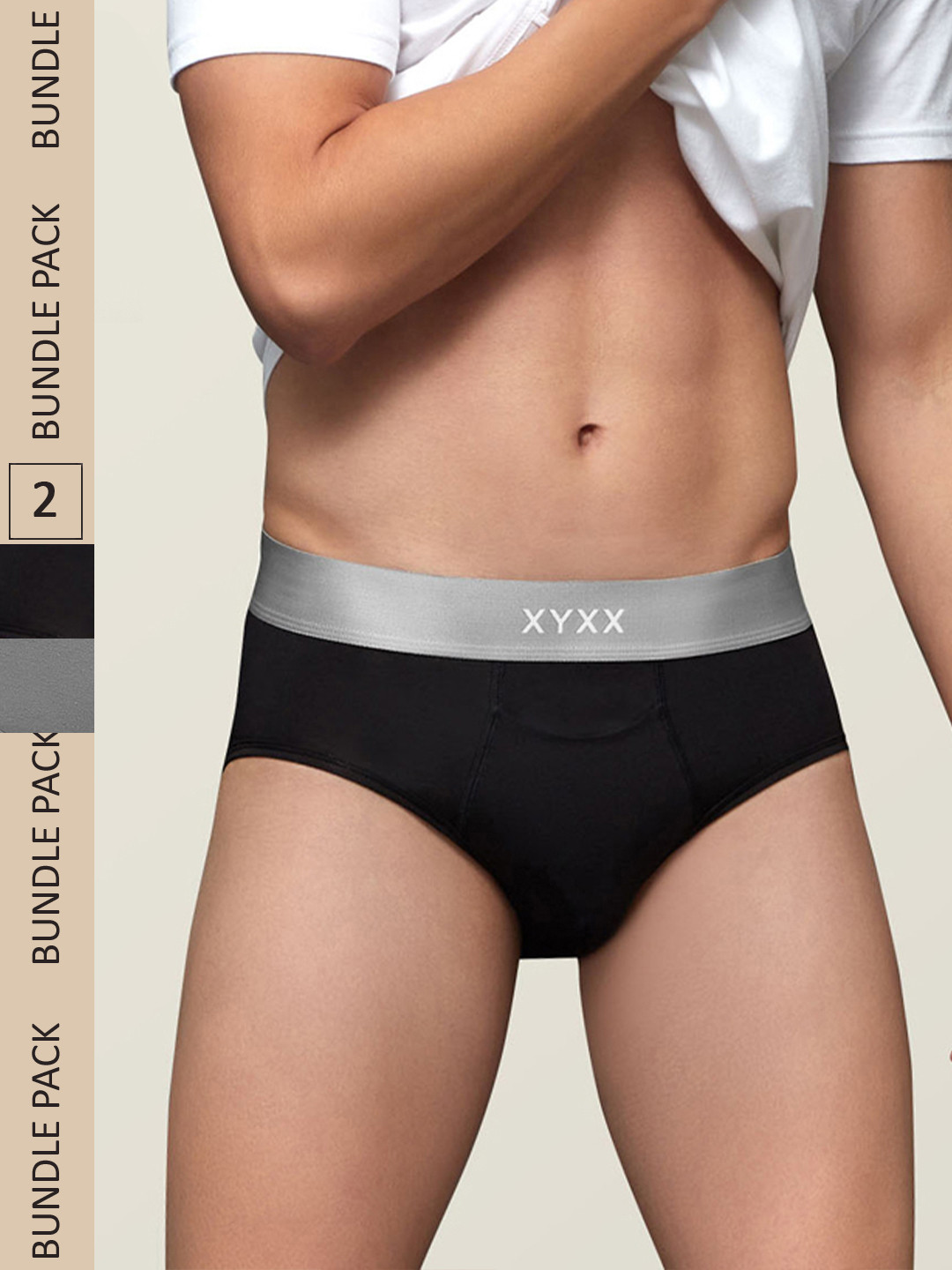 

XYXX Men IntelliSoft Antimicrobial Micro Modal Pack of 2 Dualist Briefs XYBRF2PCKN288, Grey