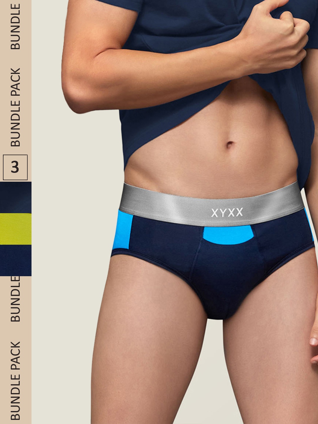 

XYXX Men IntelliSoft Antimicrobial Micro Modal Pack of 3 Dualist Briefs XYBRF3PCKN366, Lime green