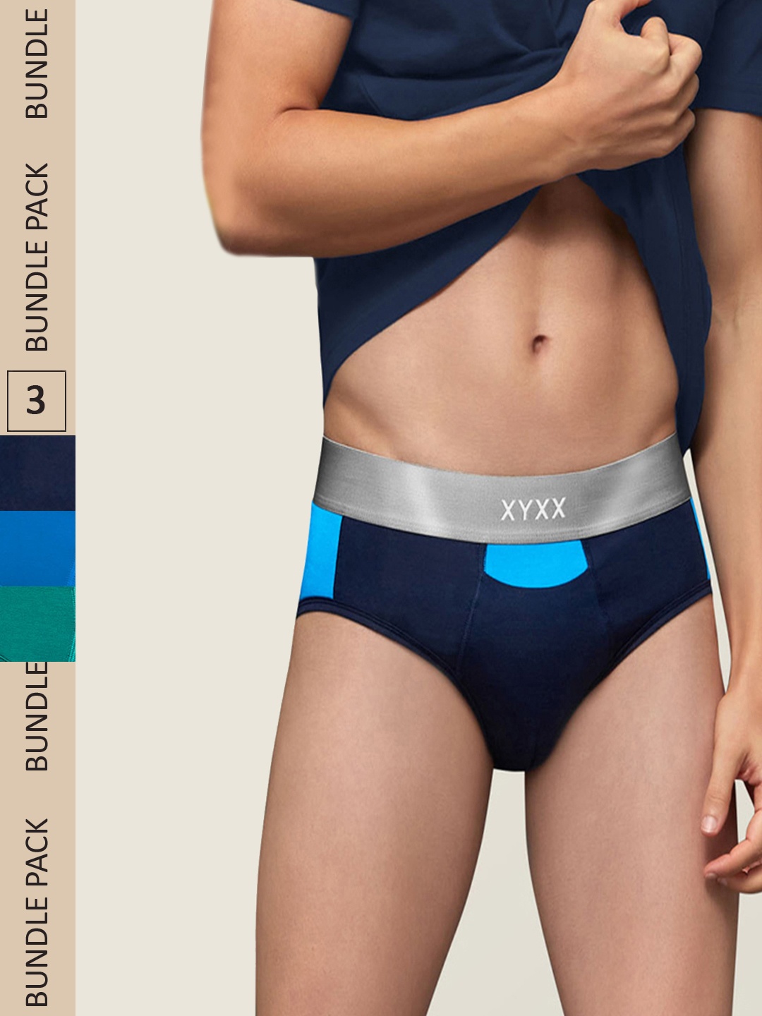 

XYXX Men IntelliSoft Antimicrobial Micro Modal Pack of 3 Dualist Briefs XYBRF3PCKN358, Blue