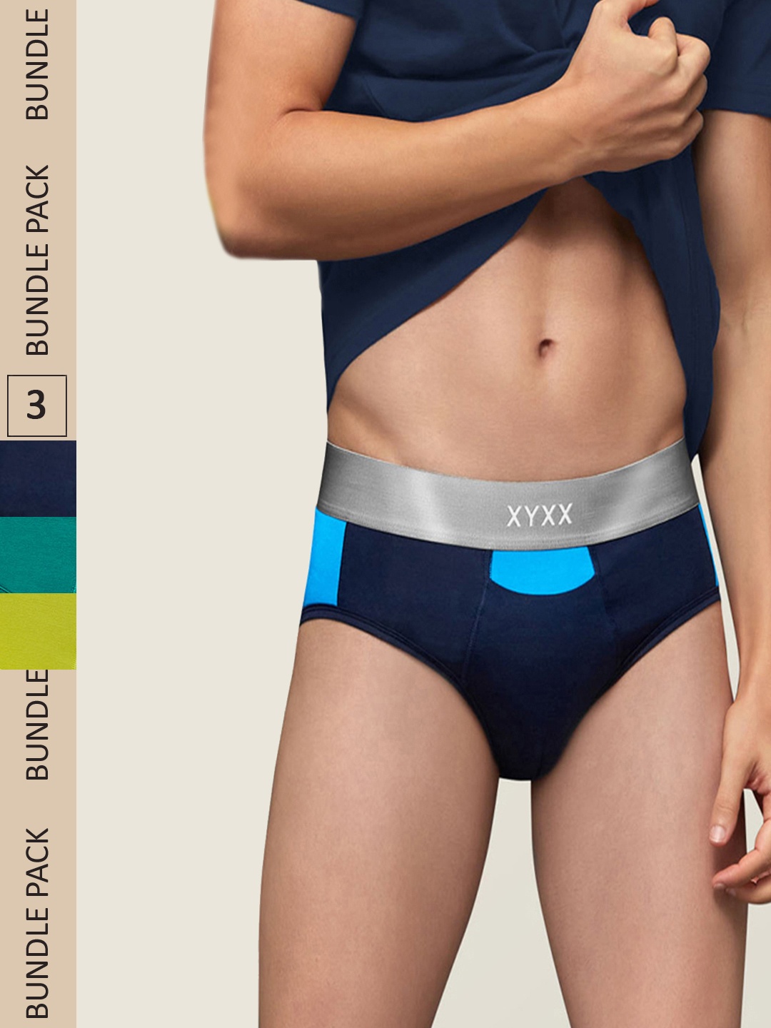 

XYXX Men IntelliSoft Antimicrobial Micro Modal Pack of 3 Dualist Briefs XYBRF3PCKN360, Green