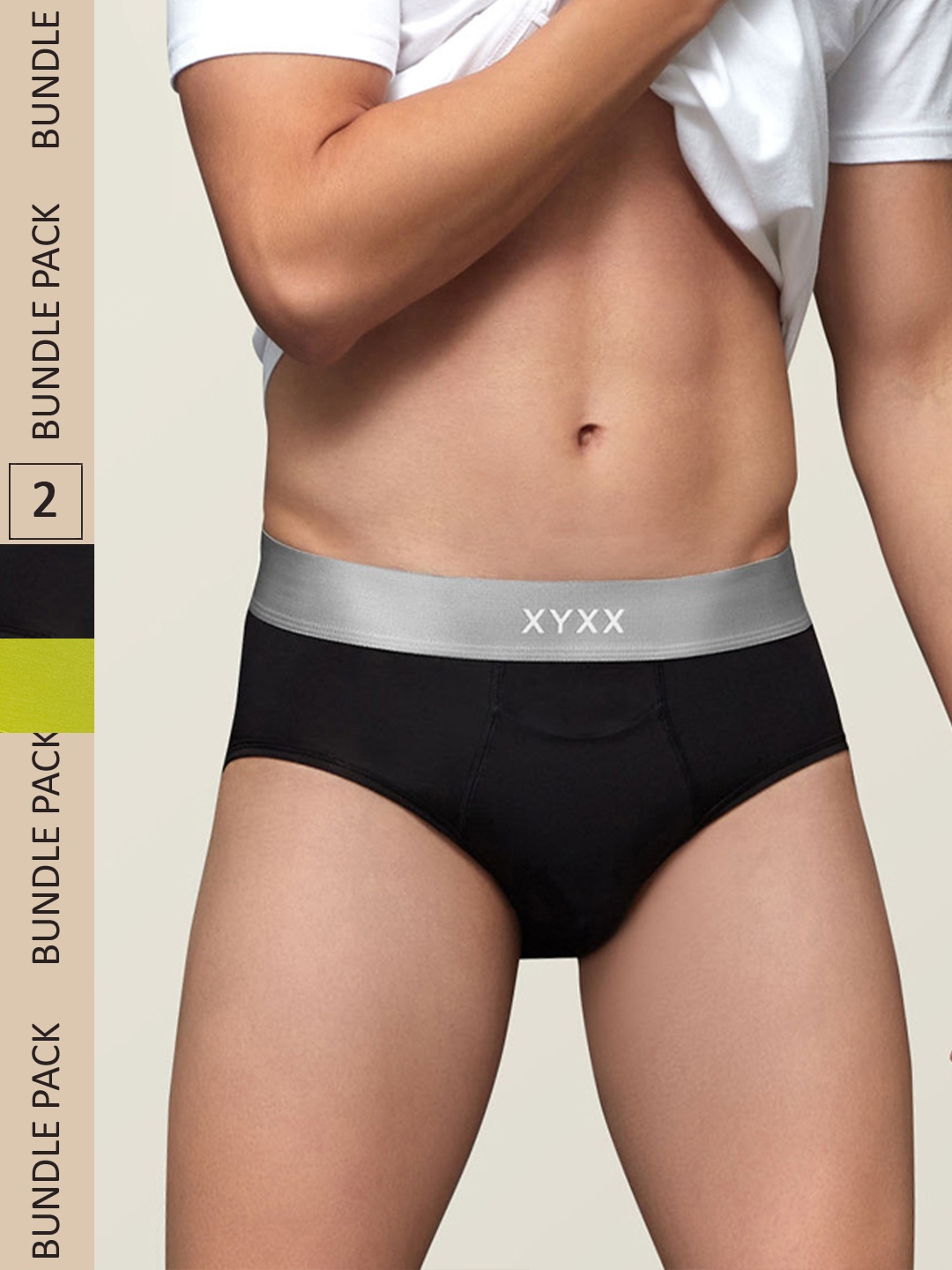 

XYXX Men IntelliSoft Antimicrobial Micro Modal Pack of 2 Dualist Briefs XYBRF2PCKN292, Lime green