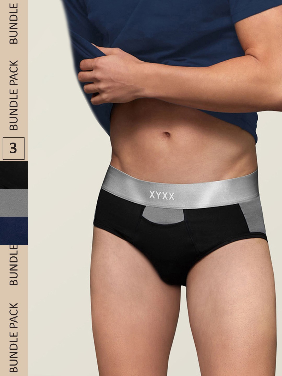 

XYXX Men IntelliSoft Antimicrobial Micro Modal Pack of 3 Dualist Briefs XYBRF3PCKN368, Grey