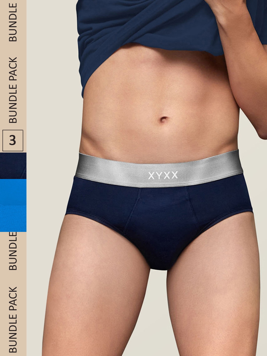 

XYXX Men IntelliSoft Antimicrobial Micro Modal Pack of 3 Dualist Briefs XYBRF3PCKN365, Blue