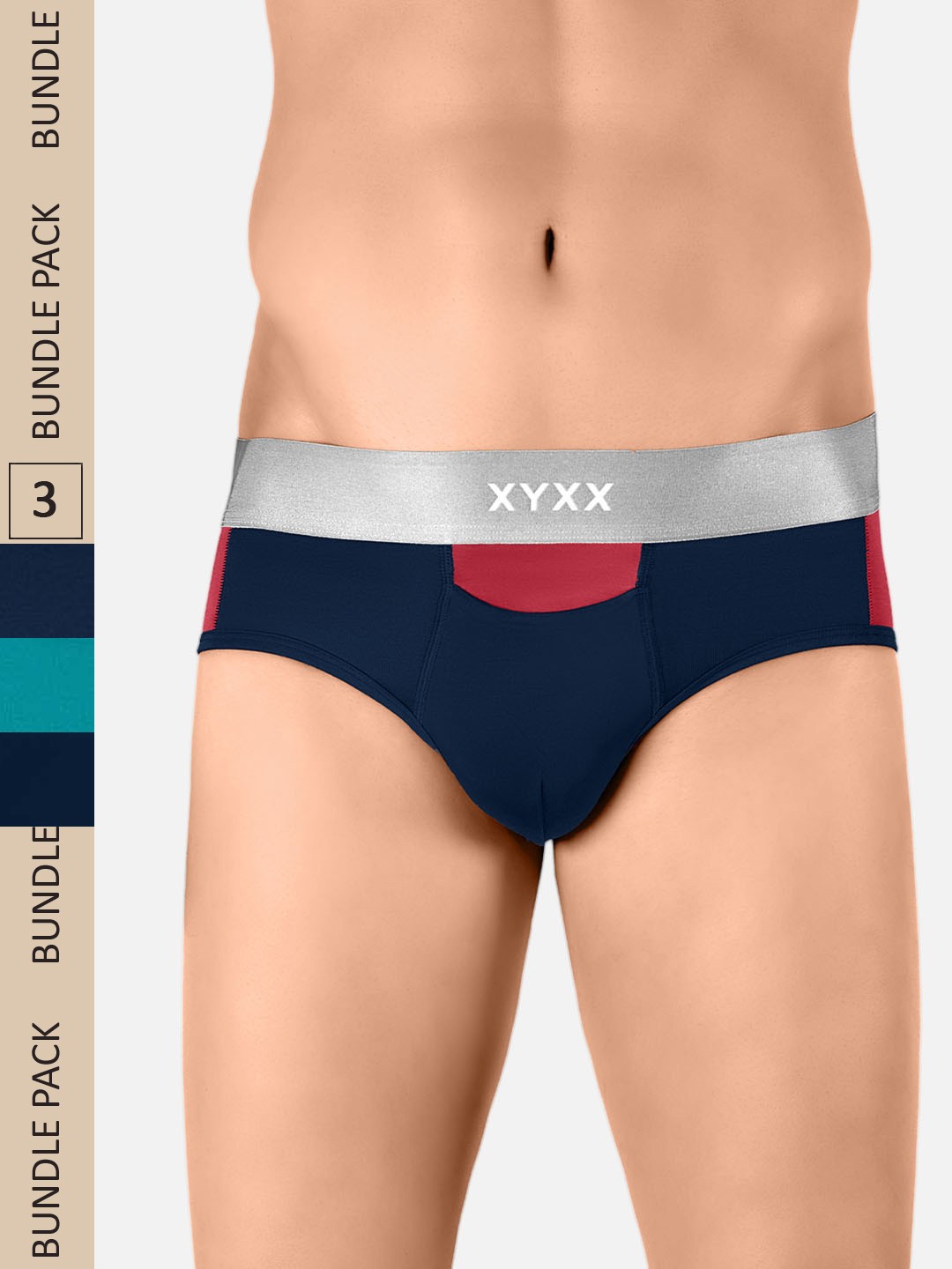 

XYXX Men IntelliSoft Antimicrobial Micro Modal Pack of 3 Dualist Briefs XYBRF3PCKN367, Blue