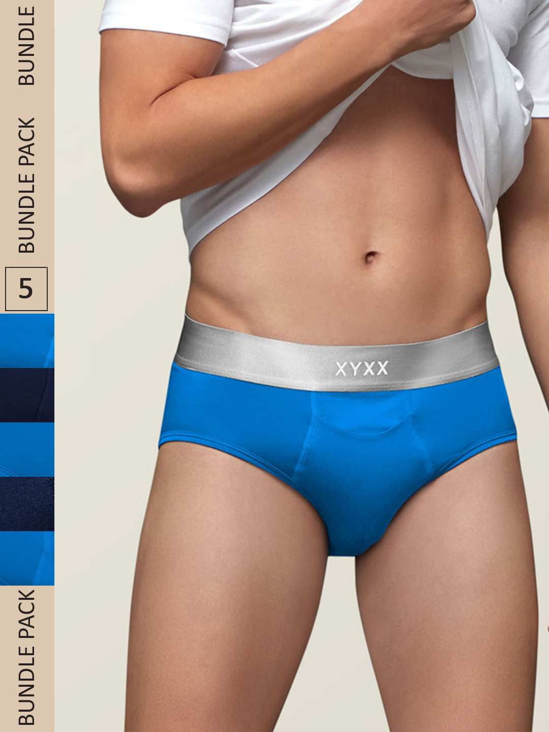 

XYXX Men IntelliSoft Antimicrobial Micro Modal Pack of 5 Dualist Briefs XYBRF5PCKN106, Blue