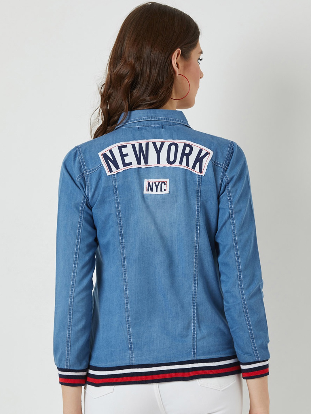 

Miss Chase Women Blue Solid Denim Jacket