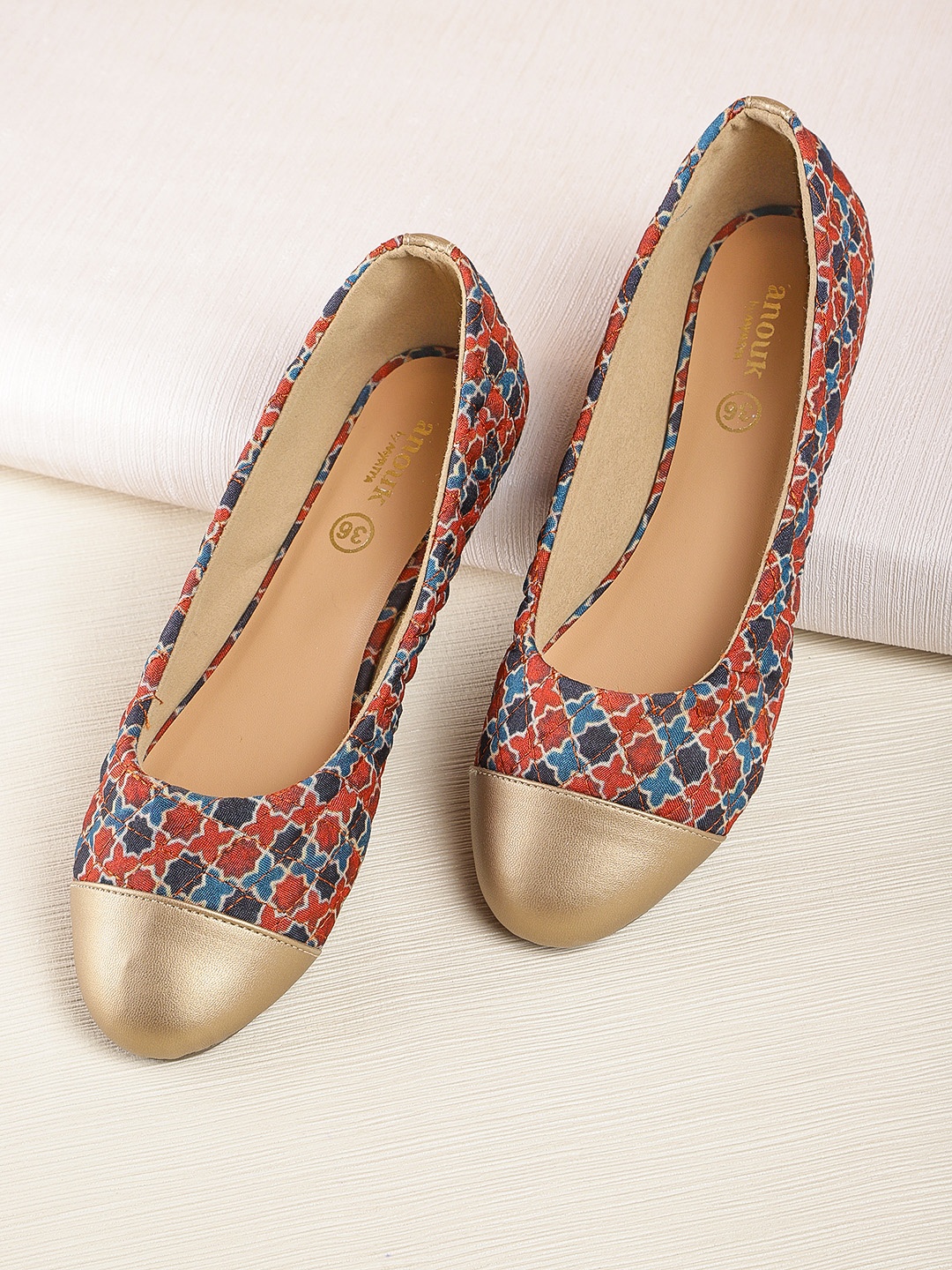 

Anouk Women Red & Blue Printed Ballerinas