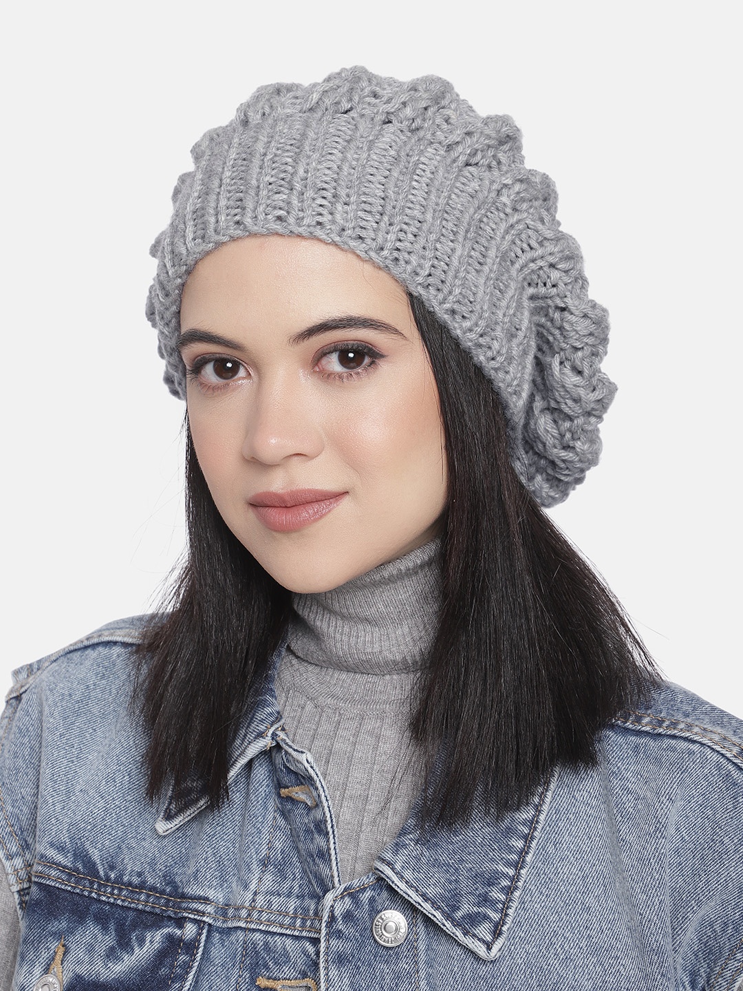

Magic Needles Women Grey Handknitted Beanie