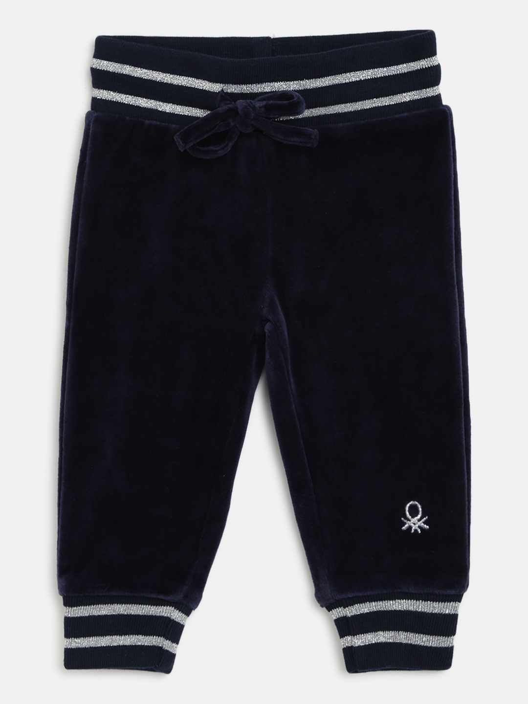 

United Colors of Benetton Girls Navy Solid Velour Joggers, Navy blue