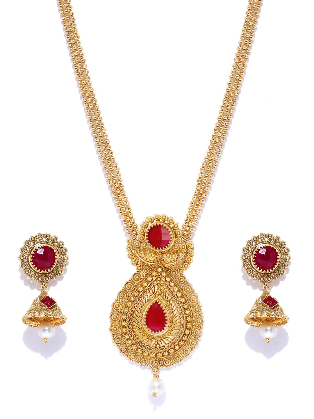 

Zaveri Pearls Gold-Plated Beaded Jewellery Set