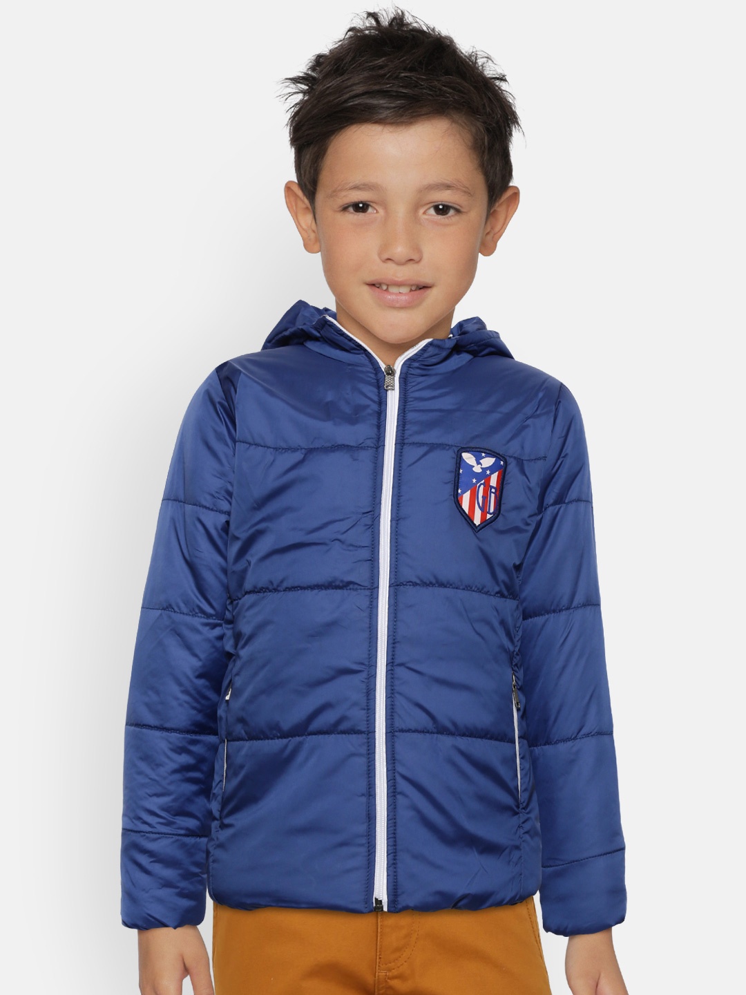 

GAME BEGINS Boys Blue Solid Hooded Padded Jacket