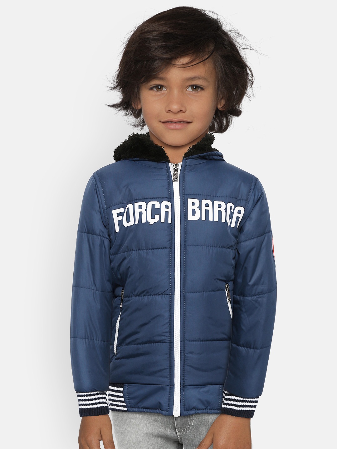 

GAME BEGINS Boys Navy Solid Hooded Padded Jacket, Navy blue