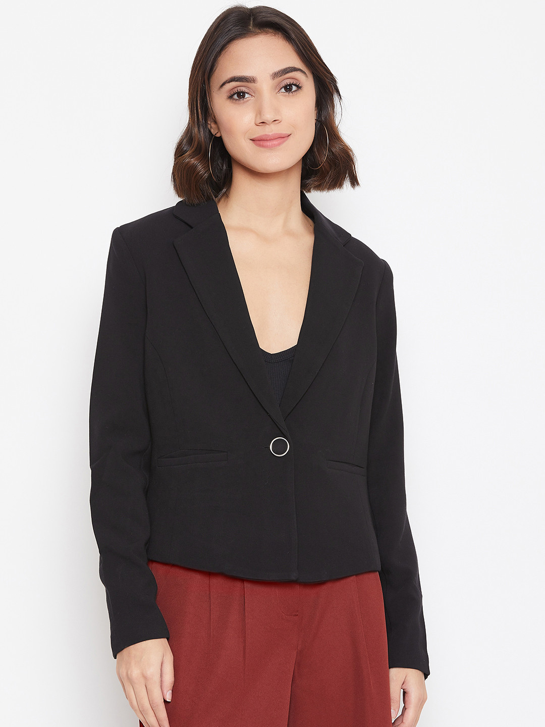 

Vero Moda Women Black Tailored Fit Solid Single-Breasted Formal Blazer