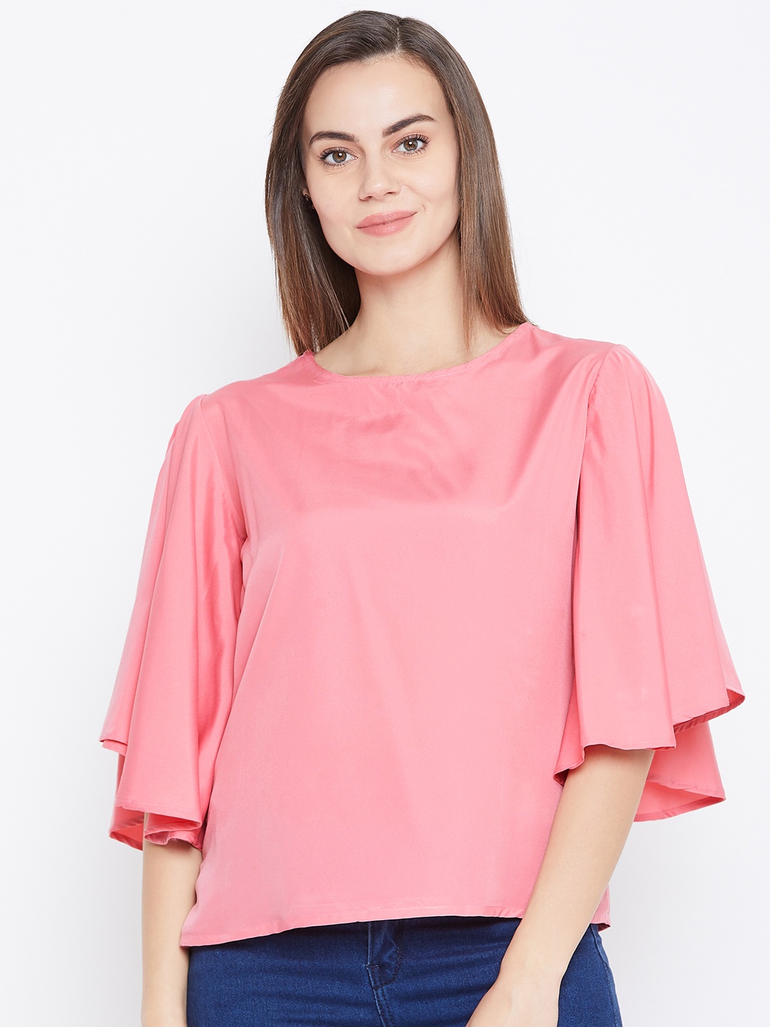 

One Femme Women Pink Solid Top
