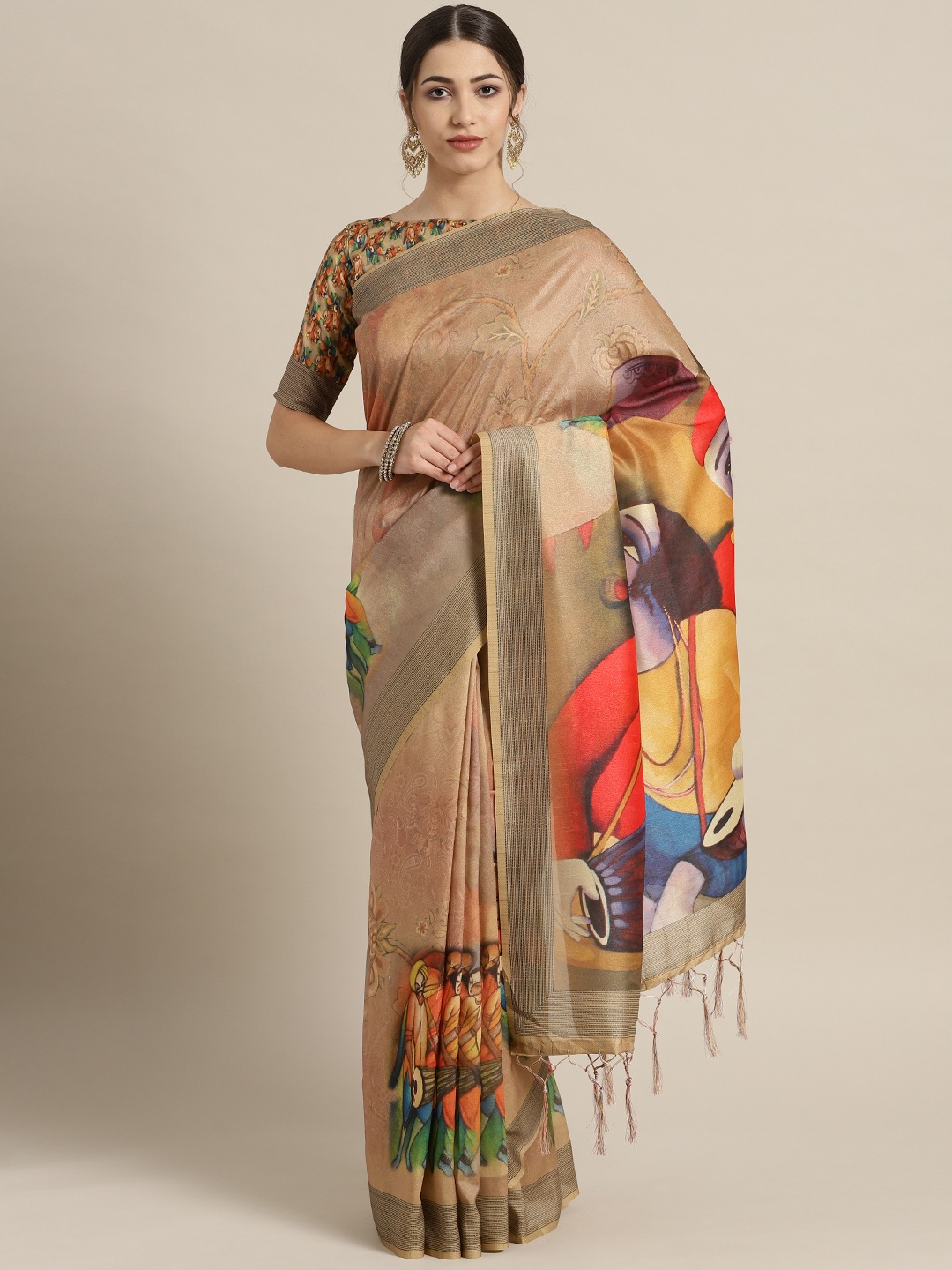 

Saree mall Beige Printed Saree