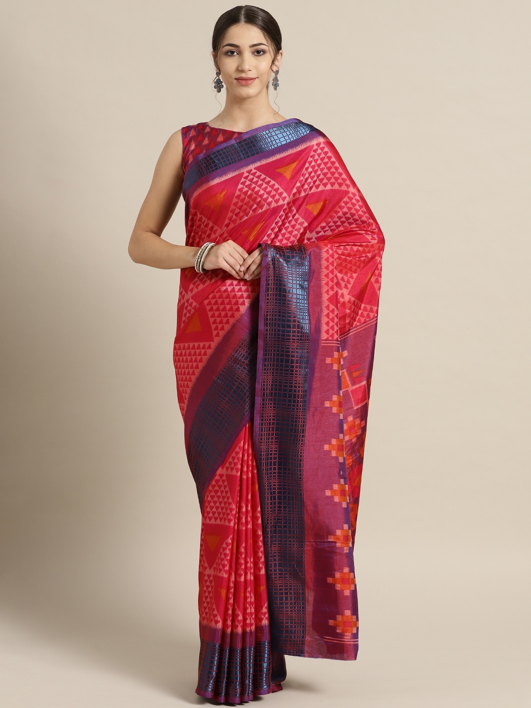 

Saree mall Pink & Blue Printed Saree