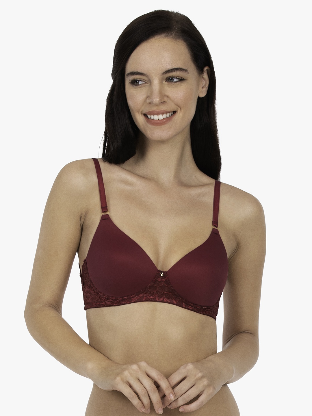 

Amante Padded Wirefree Festive Aura Lace Bra - BRA73901, Maroon