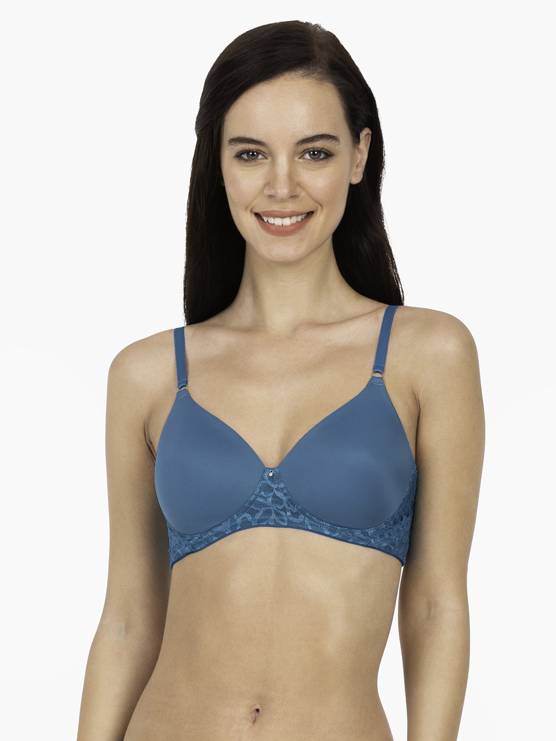 

Amante Padded Wirefree Festive Aura Lace Bra - BRA73901, Turquoise blue