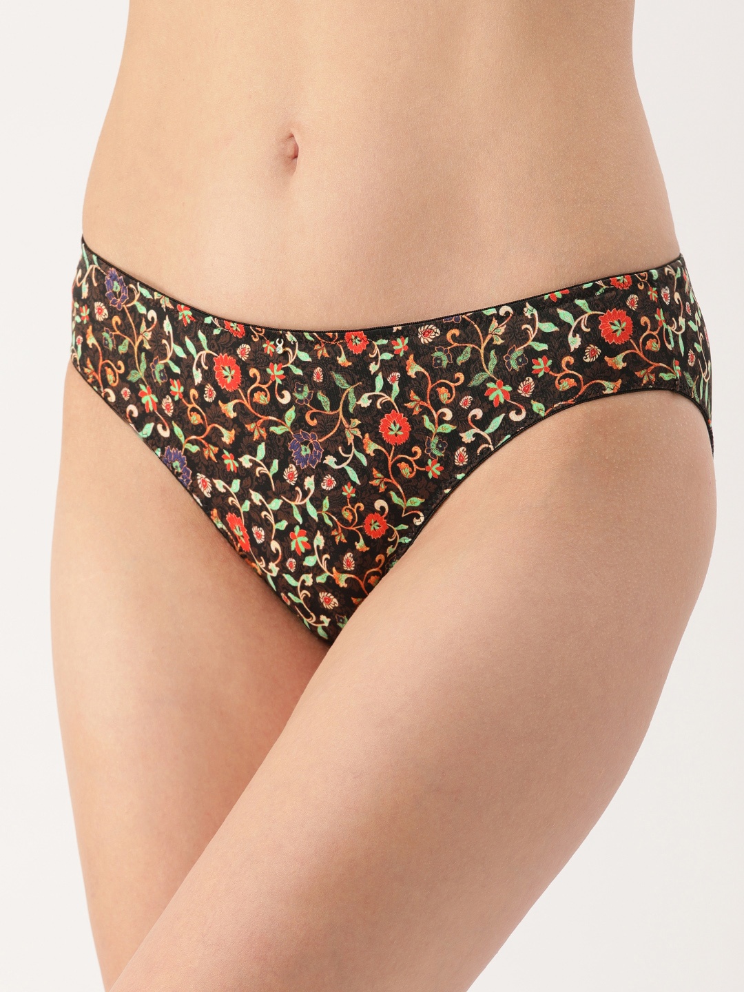 

Amante Women Printed Low Rise Brocade Beauty Bikini Briefs- PAN74101, Black