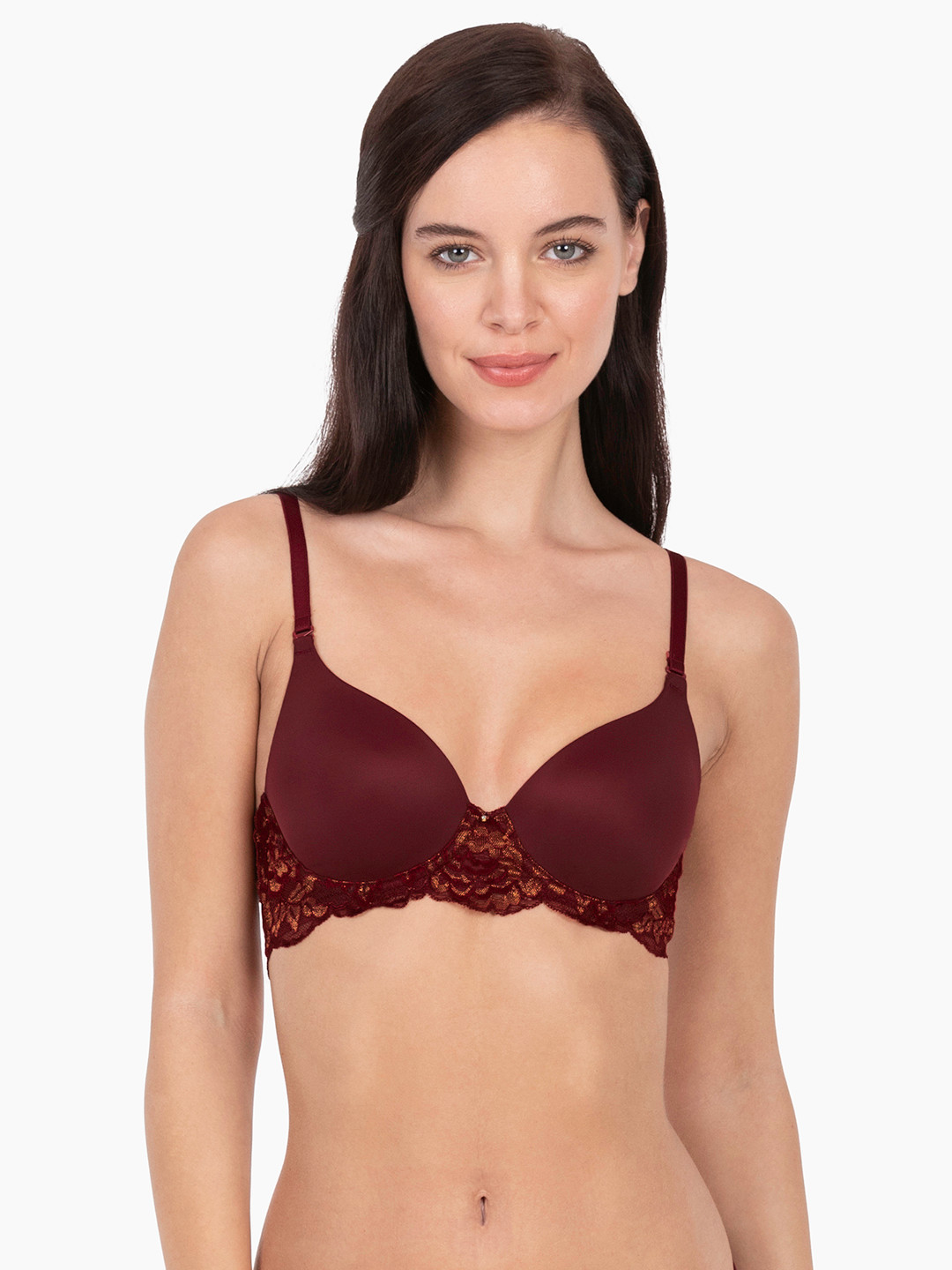 

Amante Padded Wired Lace Legacy Bra - BRA73801, Maroon