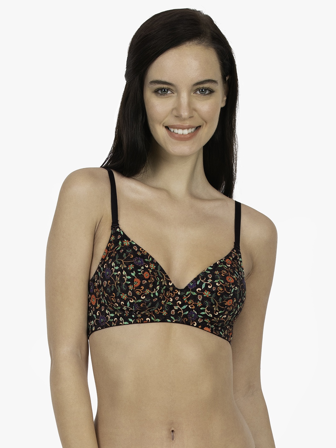 

Amante Printed Padded Wirefree Brocade Beauty T-Shirt Bra - BRA74101, Black