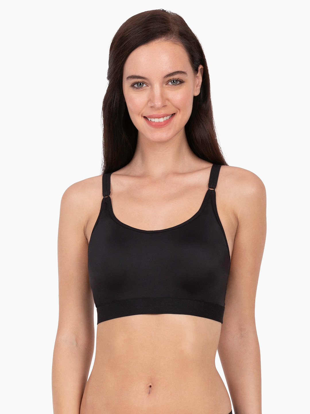

Amante Solid Padded Wirefree Chic Racerback Bralette Bra - BRA73501, Black
