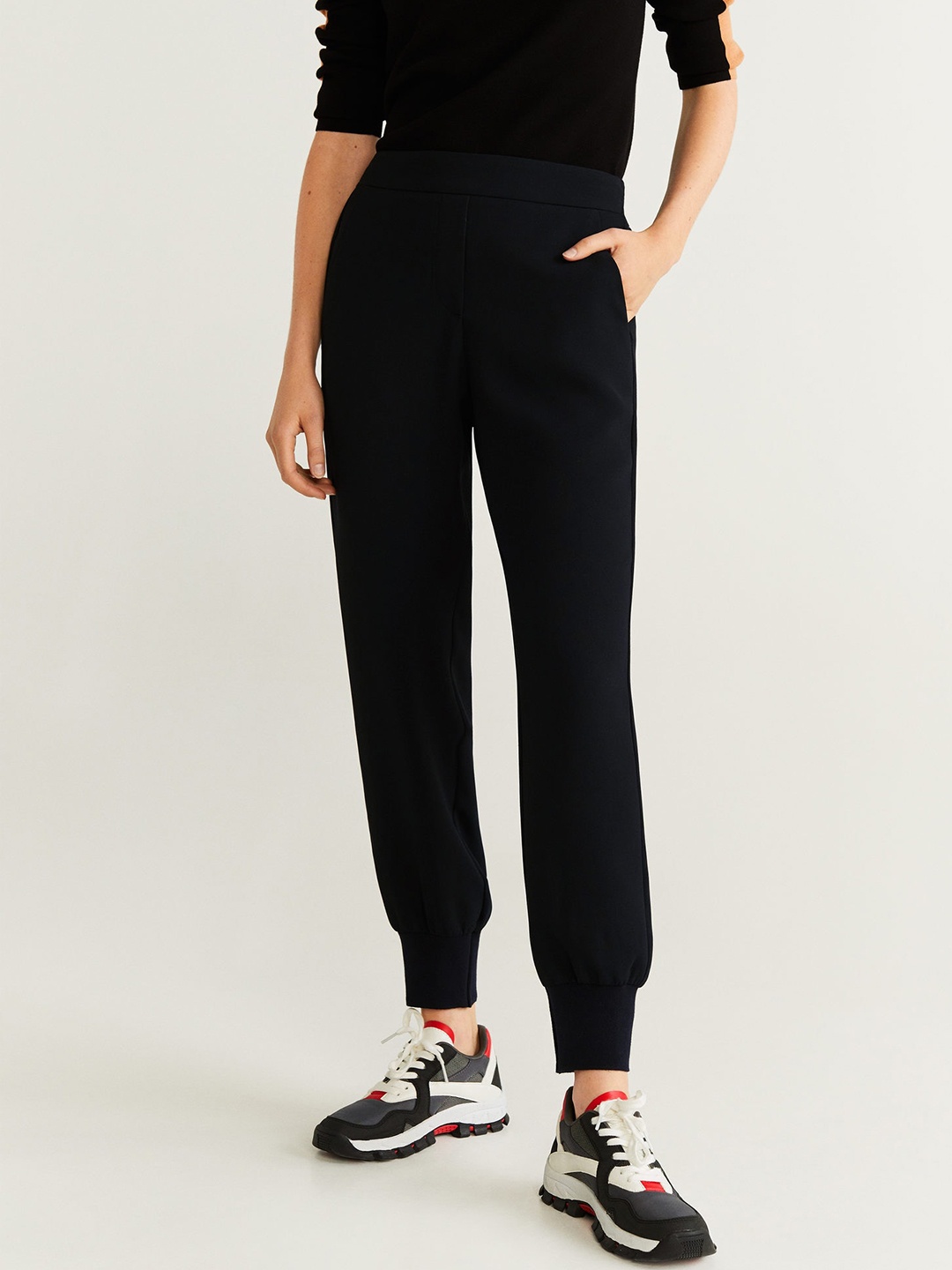 

MANGO Women Black Regular Fit Solid Joggers
