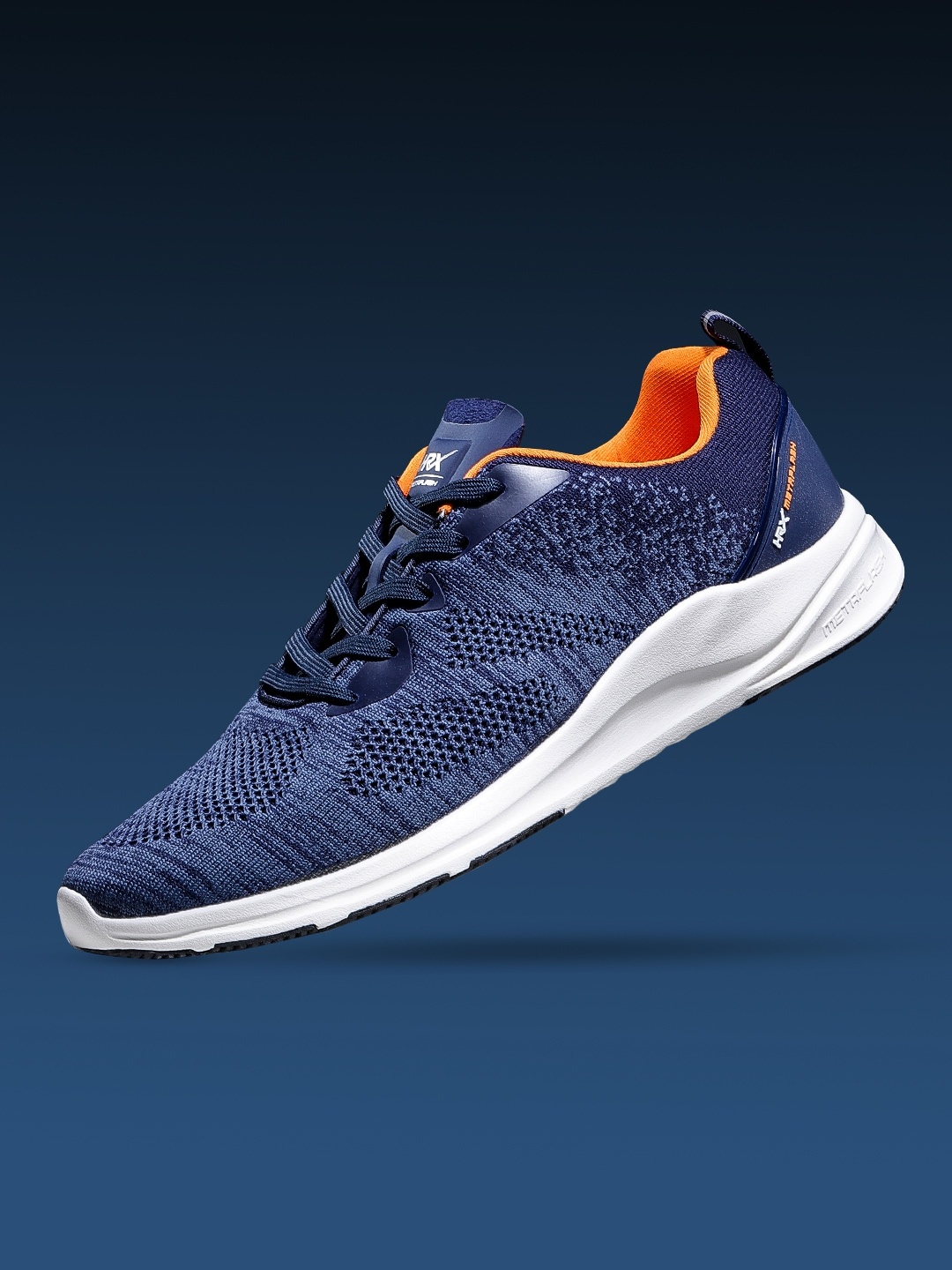 

HRX by Hrithik Roshan Men Navy Blue Woven Design Metaflash Road Running Shoes