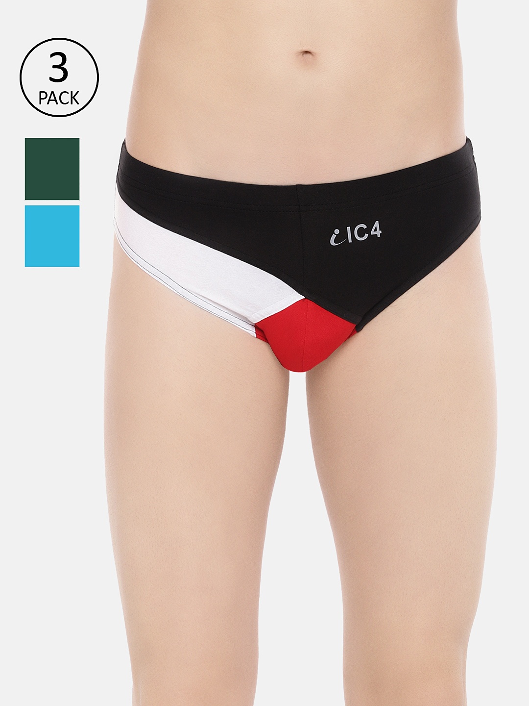 

IC4 Men's Set Of 3 Designer Brief 0319P3RETBBM, Red