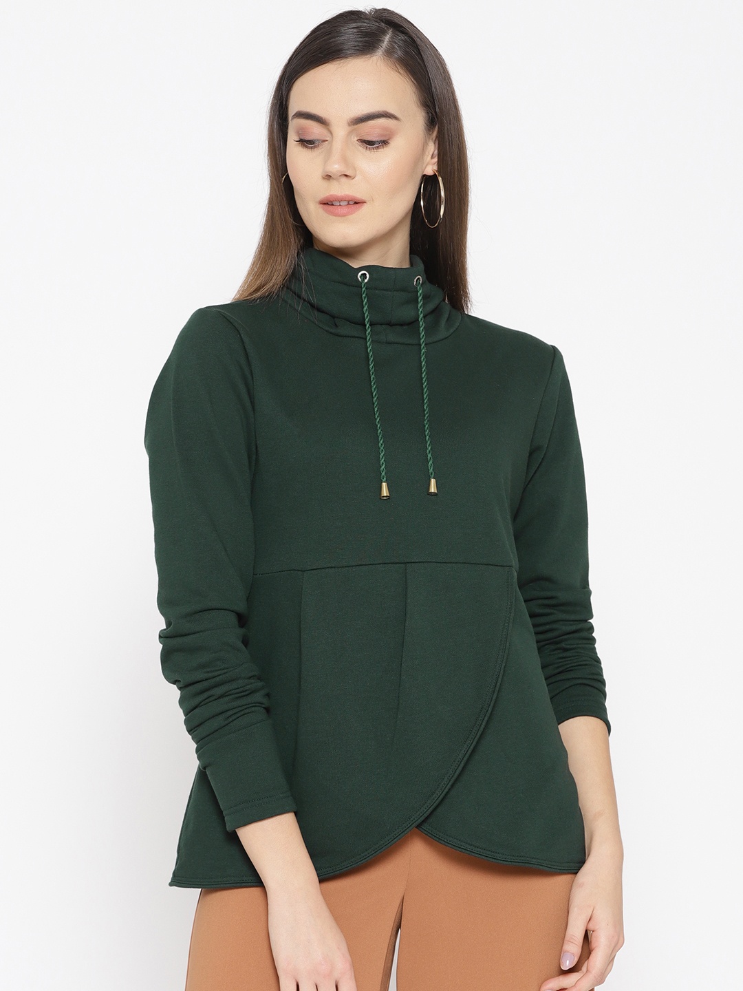 

Alsace Lorraine Paris Women Green Solid Sweatshirt