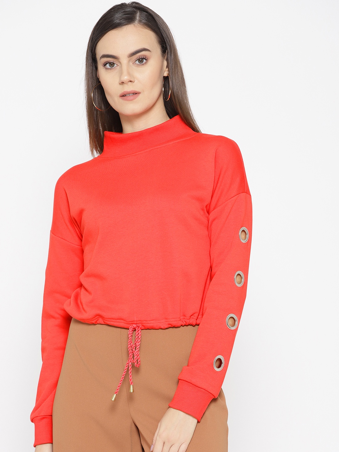 

Alsace Lorraine Paris Women Coral Red Solid Sweatshirt