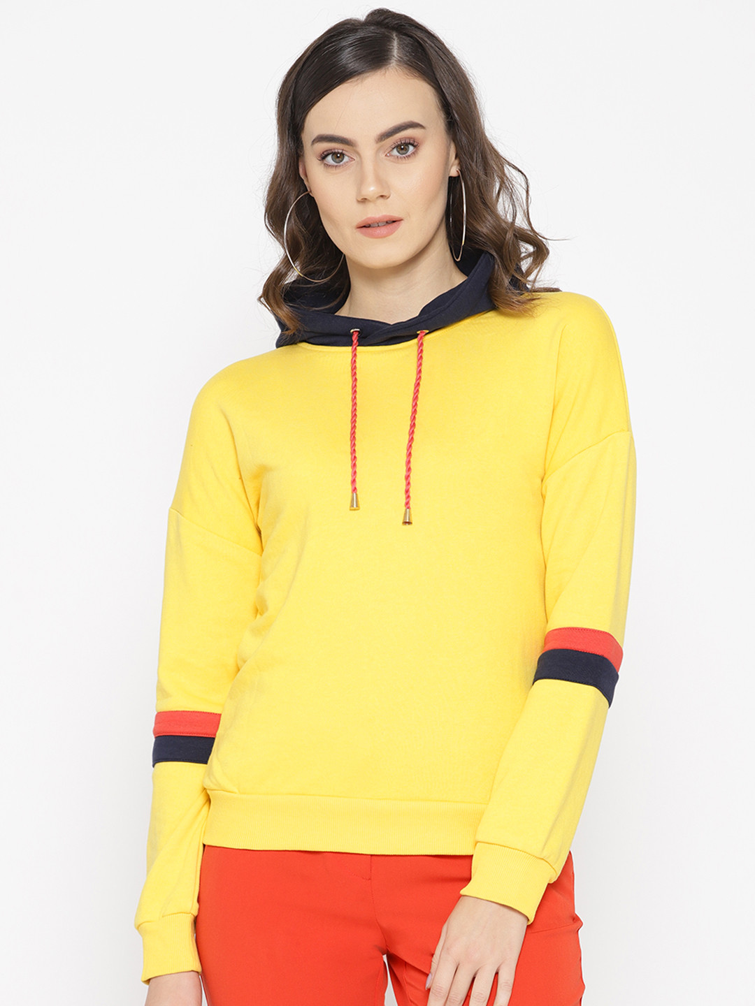 

Alsace Lorraine Paris Women Yellow Solid Hooded Sweatshirt